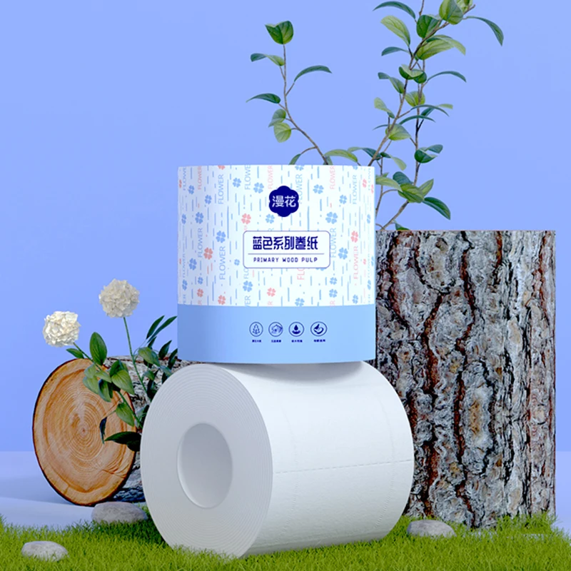 5 Ply 100% Wood Pulp Toilet Paper Tissue Roll Hot Sale 6/12/24 Rolls Embossed Biodegradable Butt Wipes