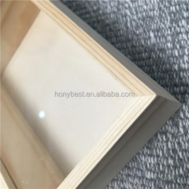 Clear Lid Pine Wood Storage Boxes Gift With Sliding Cover Wooden