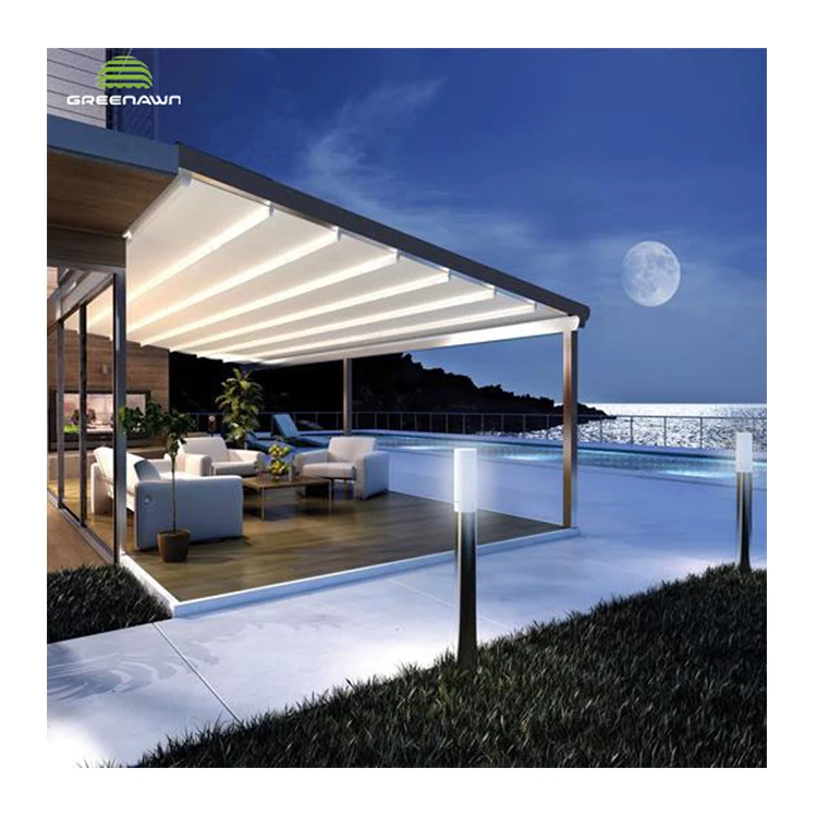 Modern design motorized PVC retractable roof Awning systems