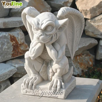 Statua In Pietra Gargoyle Accovacciata Statua Da Giardino Resistente - Foto 6