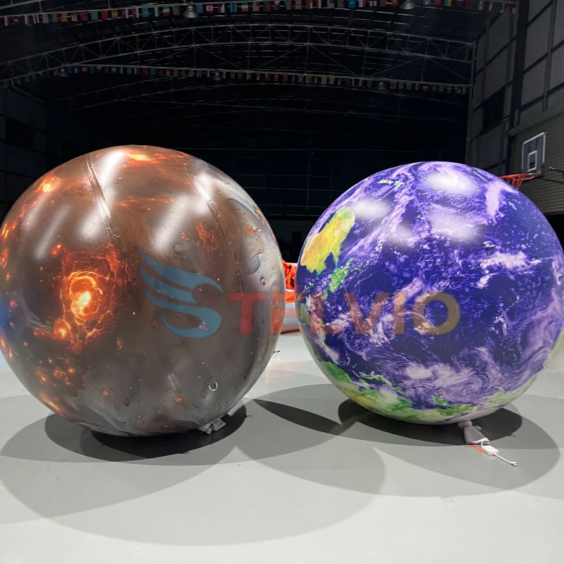 Système solaire gonflable - 9 planètes + soleil et lune - 11 pièces - Astronomie pour l'éducation - Galaxie - Décoration de fête sur le thème de l'espace (terre, 1,5 m de diamètre