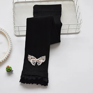 Children's leggings thin combed cotton nine-inch leggings in spring and autumn grey autumn thin fleece white girls' pants