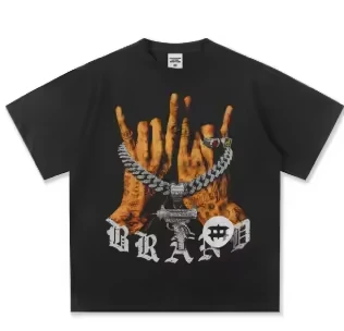 SALATI DTG Printed Men's Custom T-Shirt 100% Cotton Acid Washed Black Band Printing Short Sleeves Long Oversized Knitted gallery 2