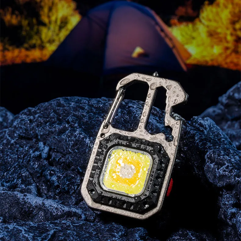 Портативный Рабочий светильник с открывалкой для бутылок уличная лампа кемпинга USB-перезаряжаемый мини-брелок COB светодиодный