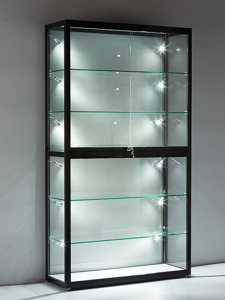 Free 3D Design Shop Glass Showcase Display Cabinet With LED Light