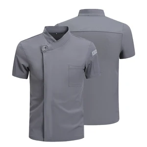 Quick Drying Breathable Summer Chef Shirt with Invisible Buttons Light Weight Nylon Spandex Stretchable Chef Uniforms