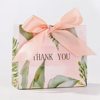 2024 wholesale green candy Paper box Bronzing thank you smaller bow 11.5x4.5x10cm gift wedding gifts for guests