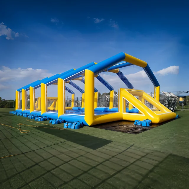Customized Giant PVC Inflatable Water Soccer Football Pitch Sports Stadium Inflatable Football Arena Court with Tent and Arch