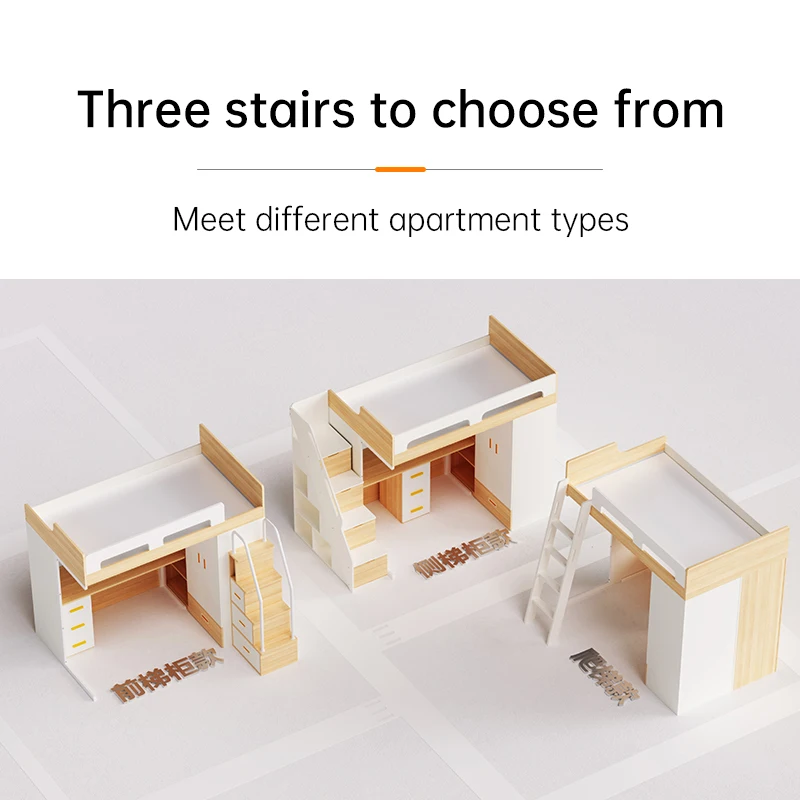 Small Space Saving Study Table for Bedroom Boys & Girls Children's Raised Bed with Study Features Underneath for Apartment Use