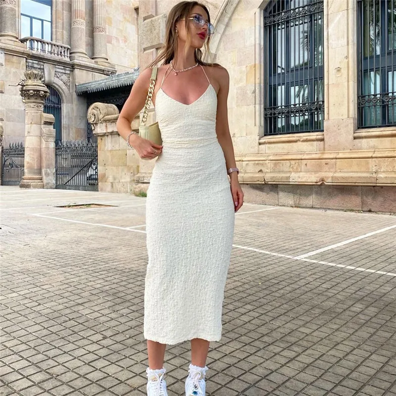 Midi Dresses White Knit Wrap Dress Vintage White Knitted Midi
