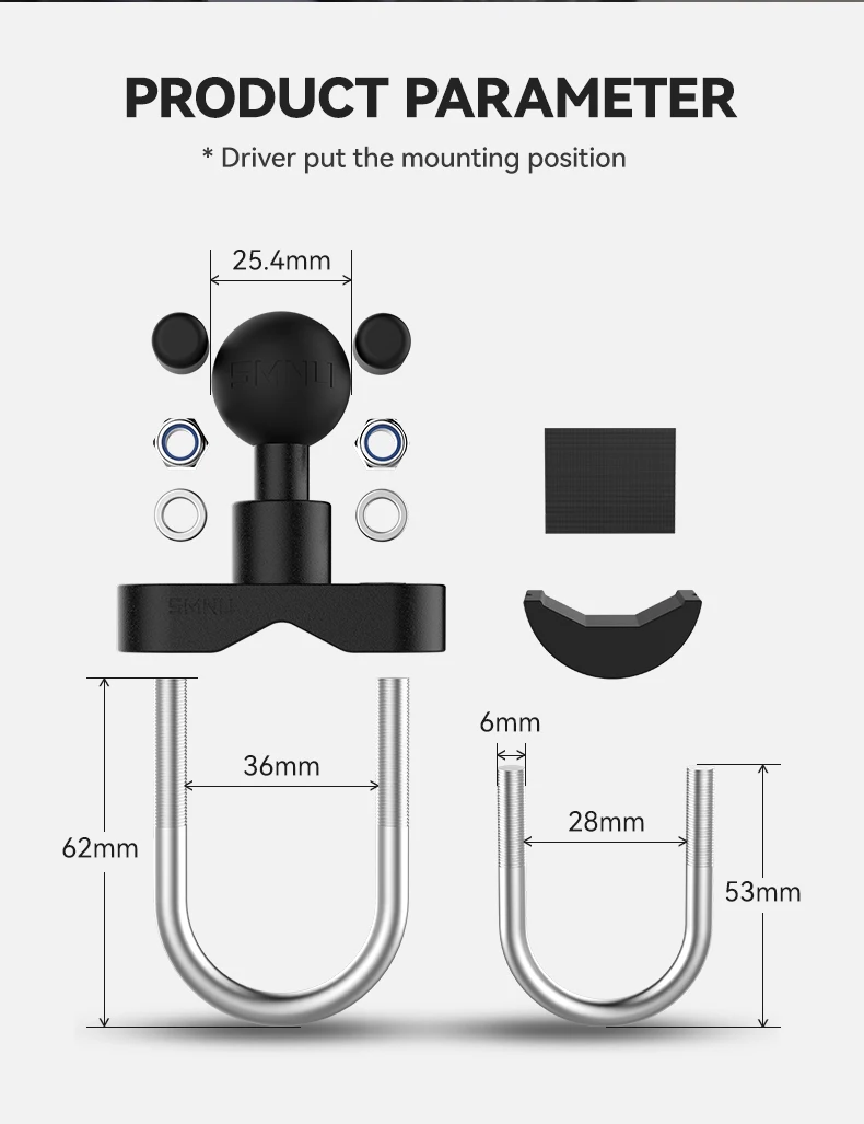 Classic U-shaped Bolt Motorcycle Mount Ball Base Handle Bar Phone Holder Aluminum Dirkbike Bicycle Motorcycle Phone Mount manufacture