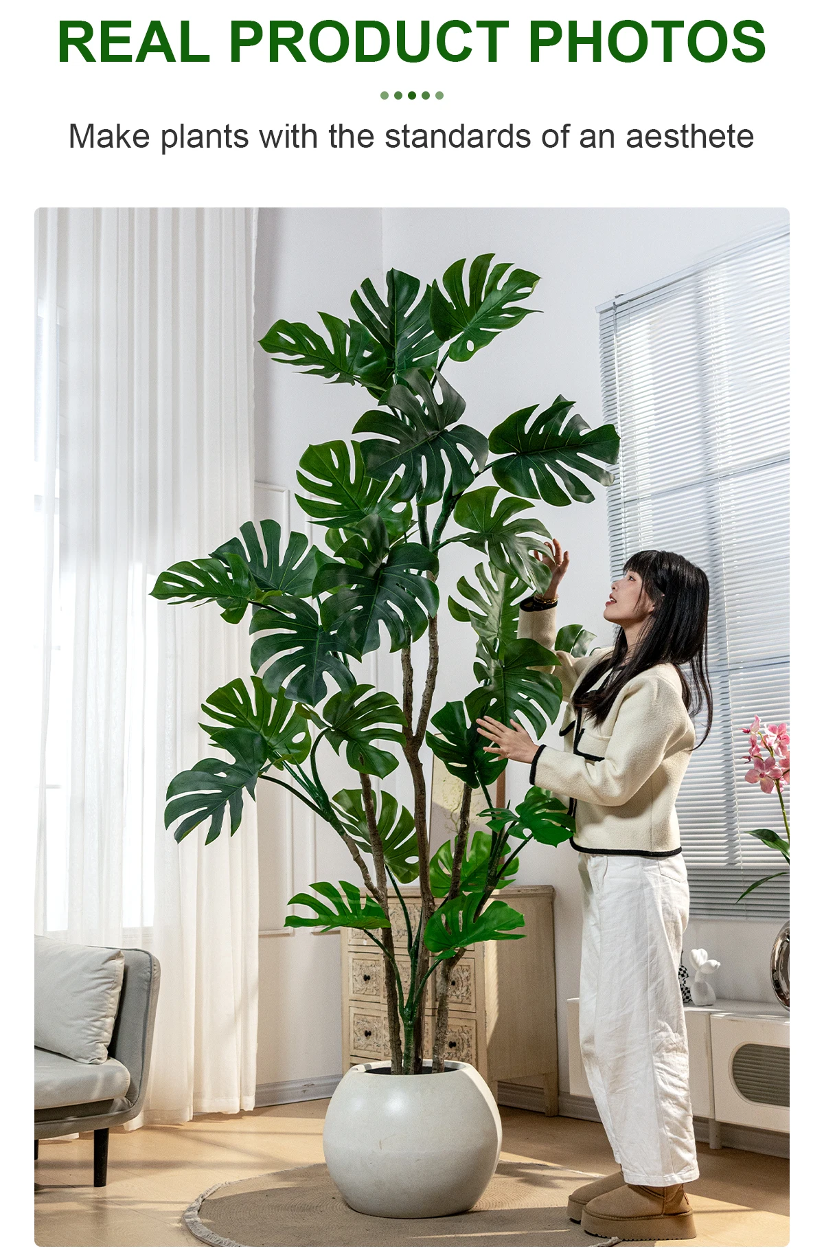 Modern Large Monstera Artificial Trees Realistic Silk Plastic Grass Faux for Indoor Outdoor Hotel Office Decor UV Landscape factory