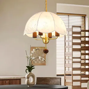 Modern Adjustable 4-Light Drum Pendant Chandelier Satin Brass Ceiling Light with Middle Hanging Lamp Size