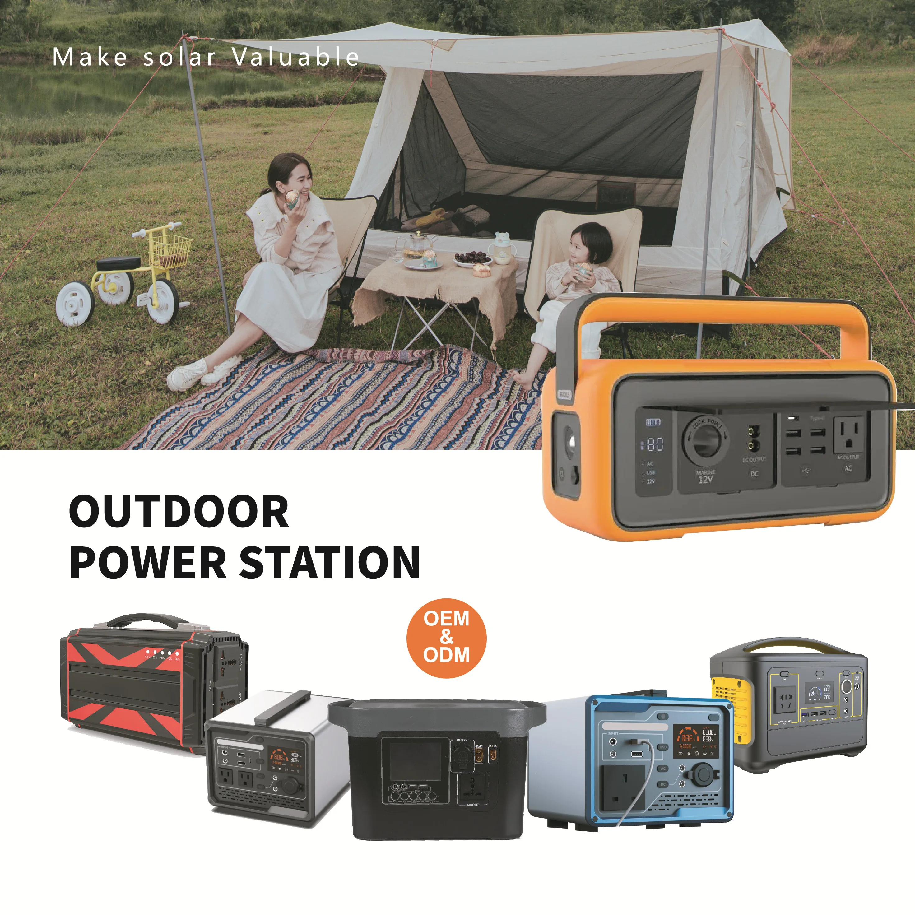 2023 China Suppliers Lithium Battery Bank 1200w Portable Solar Power