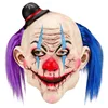 White color Horror Mask with Blue and Purple Hair