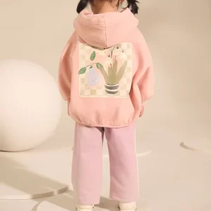Kids Wholesale Clothing Print Drop Shoulder Hoodie Sweatshirt and Jogger Sweatpants Children Girls 2 Piece Outfit