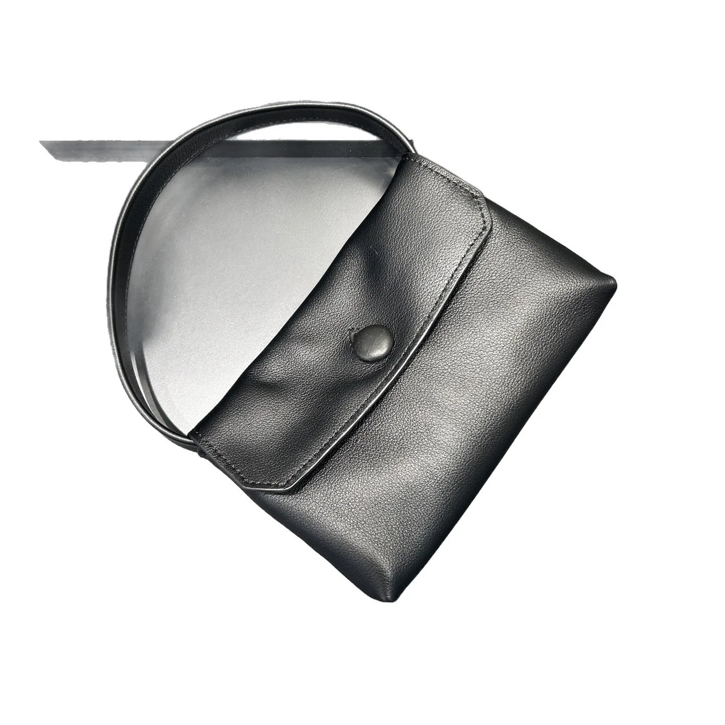 High-end Row-Style New-Style Sally Women’s Premium Genuine Leather Urban Simplicity Minimalist Design Button Detail Flap-Style
