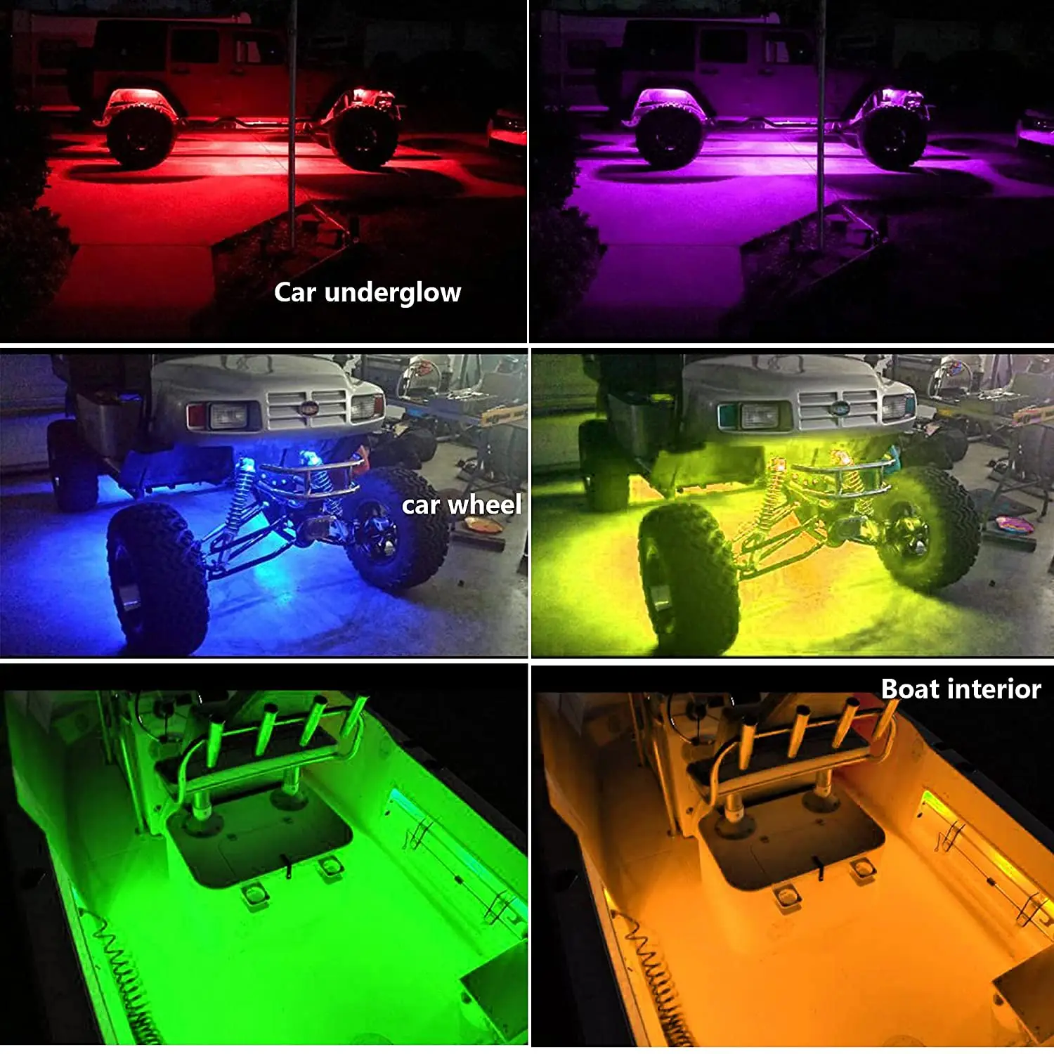 8Pcs RGB Truck Bed LED Light Kit,Waterproof Multi-Color 32 LED Pickup Cargo Rock Lighting Kits 15