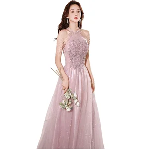 2026 Summer and Autumn Women's Celebrity Banquet Evening Dress with Sequined Decoration and Sweep Train for Birthday Parties