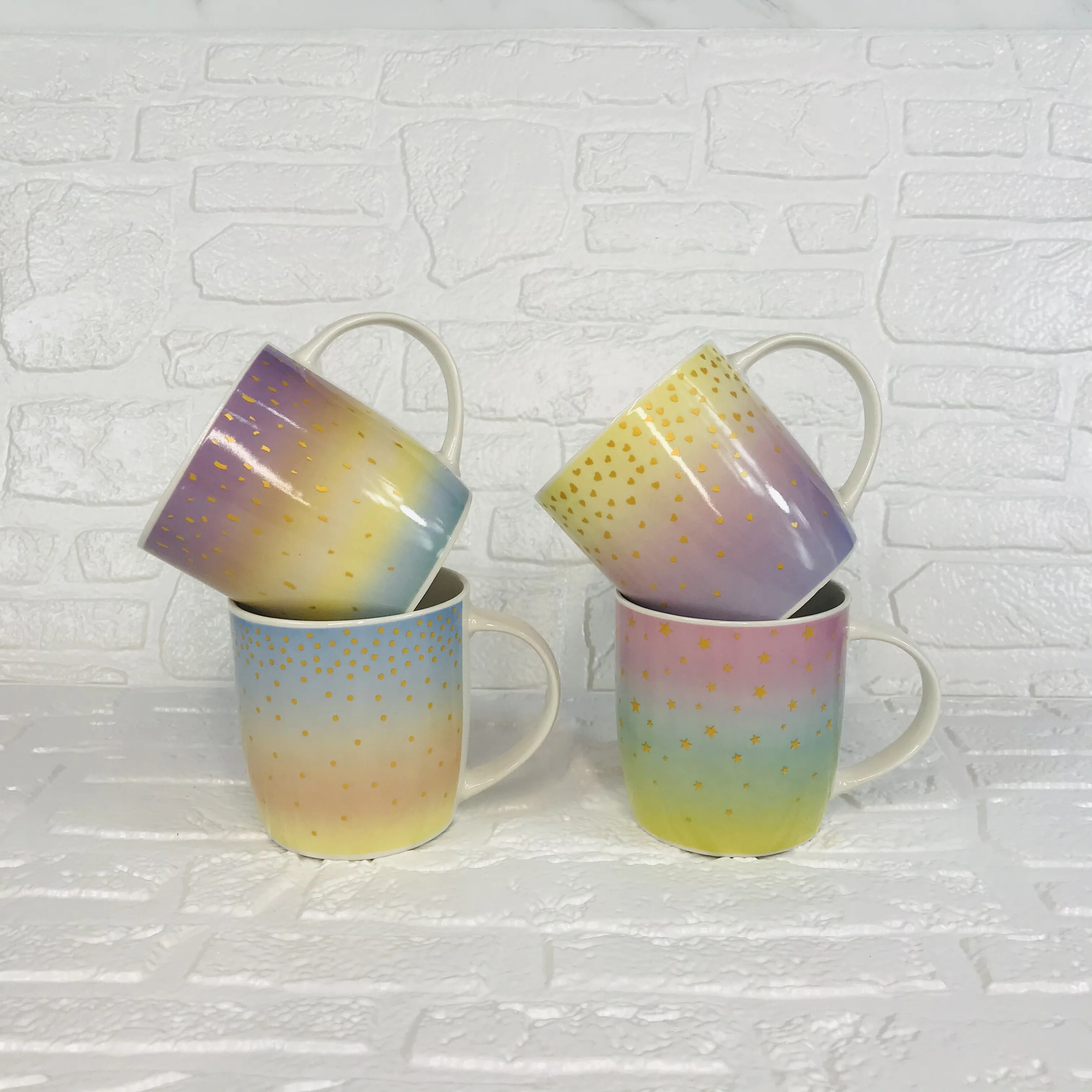 400ml Gradient Ramp Breakfast Enamel Ceramic Office Milk Coffee Tea Cup Mug