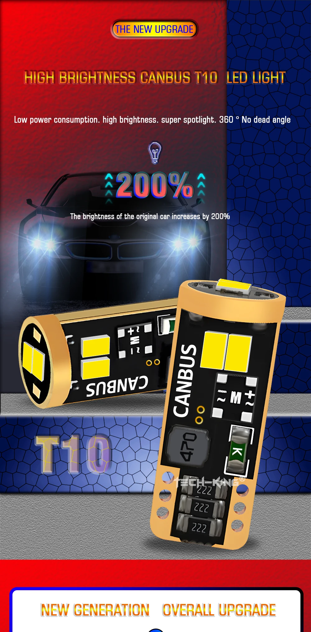 Canbus Automotive T10 LED 194 168 W5W Error-Free Light Bulbs for Hilux Mini Explorer Car License Plate Dome Map 2.5W Power Bulb