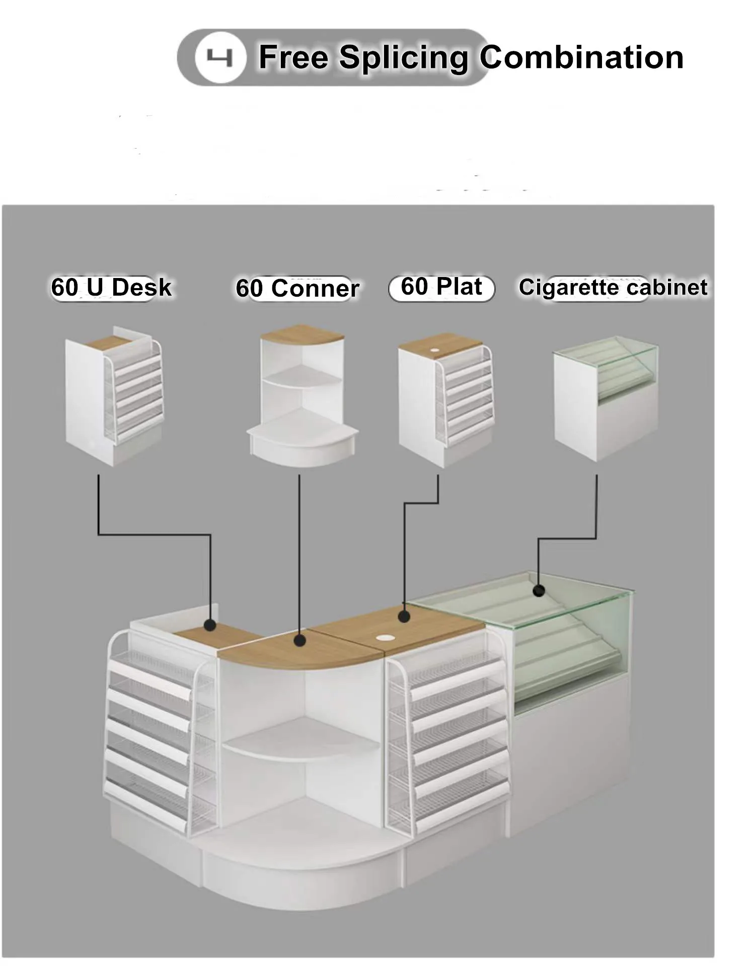 Adjustable Checkout Counter Convenience Store Retail Display Counter ...