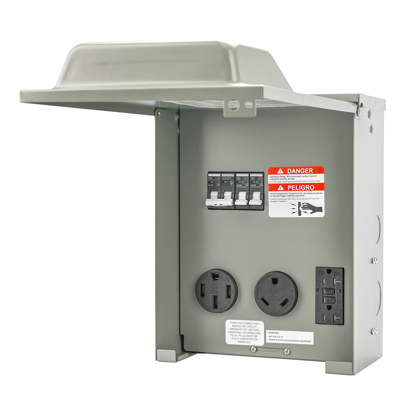 20 30 50 Amp Weatherproof RV Electrical Panel Receptacle