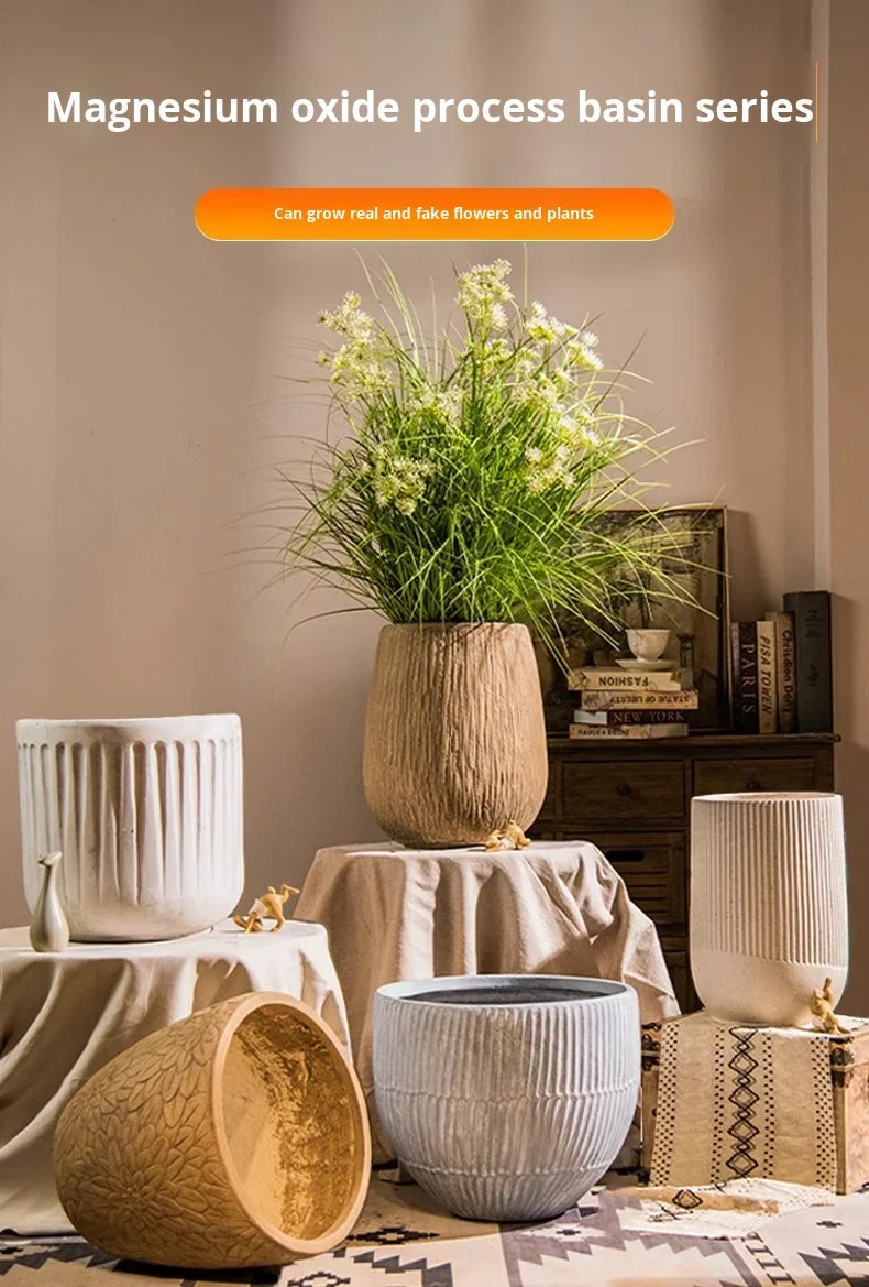 product factory direct mgo flower pot magnesium oxide planter fiber clay lightweight cement decorative indoor outdoor oem manufacturer-2