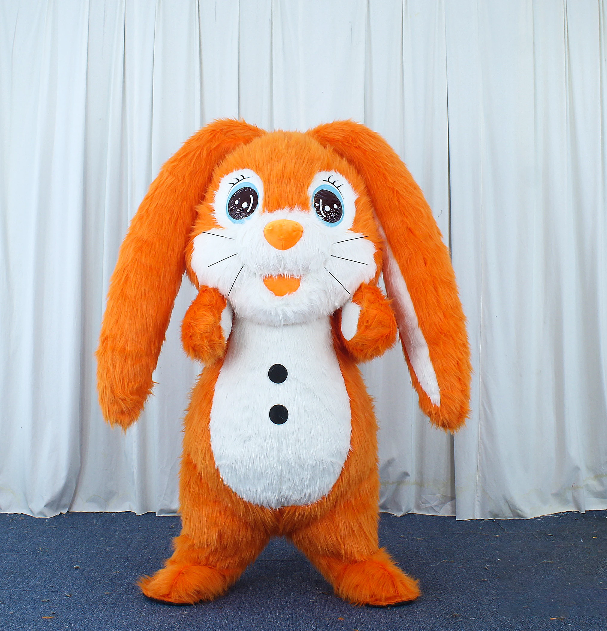 Unisex Inflatable Long-Eared Orange Rabbit Mascot Costume Lovely Cartoon Animal for Halloween & Easter Theme Entertainment