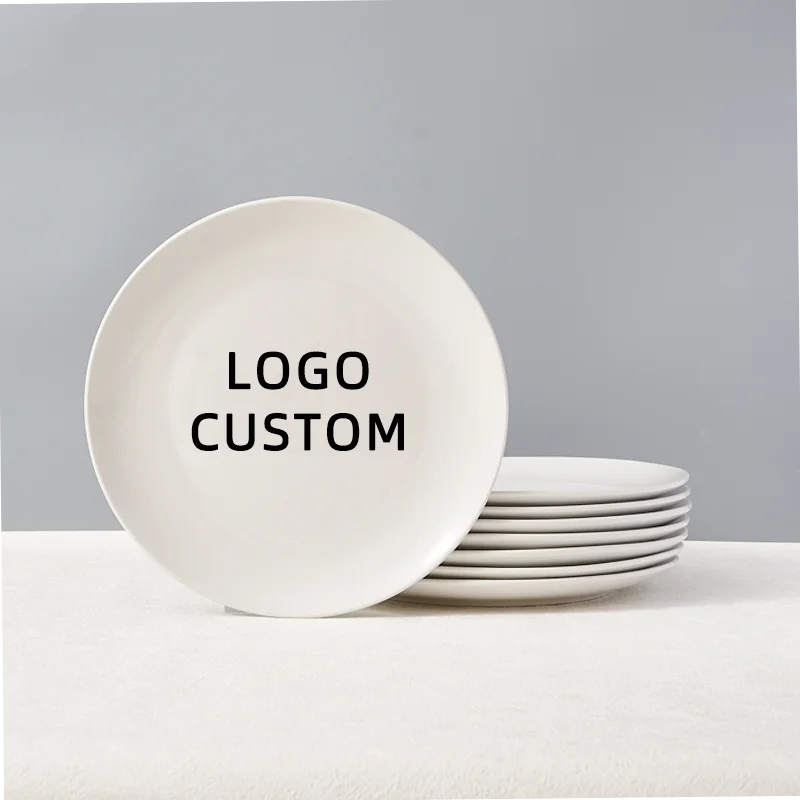 Super Large White  Plates Ceramic Customizable Western Style Porcelain Plates for Hotels Flatplates for Hotel Restaurant Use