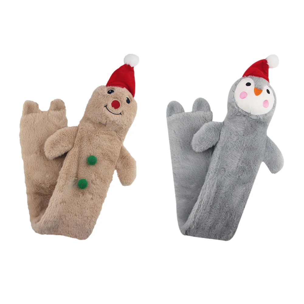 2024 new design christmas long rubber hot water bottle bag soft plush toy covers