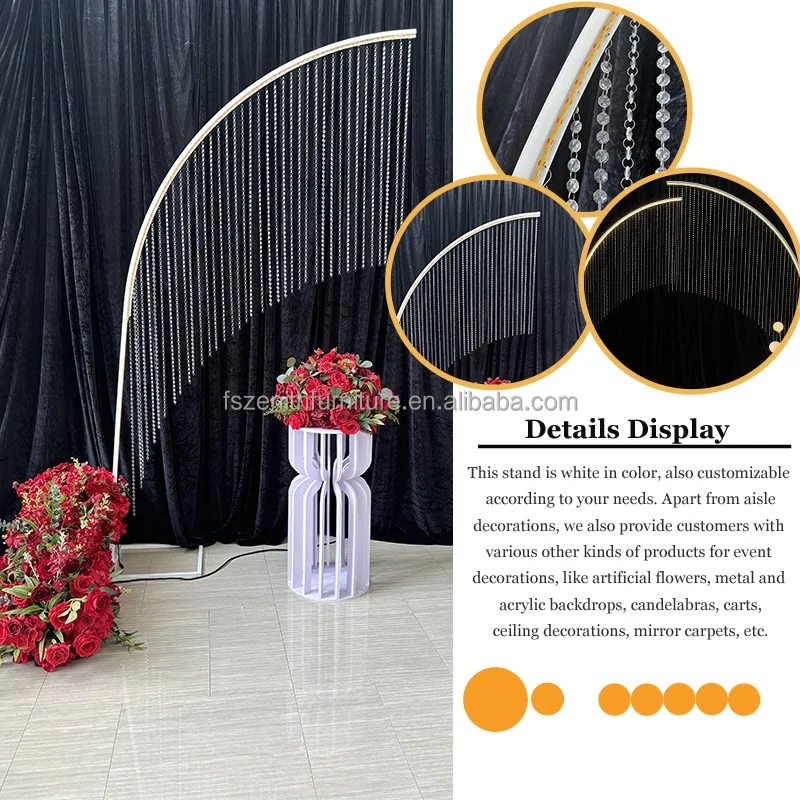 Factory Direct White Metal Stand for Wedding Aisle Led Beaded Walkway Decoration Metal Frame
