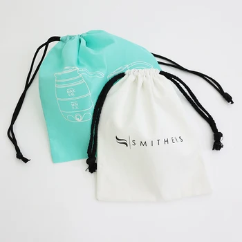 Small Eco Friendly White Muslin Gift Pouch Custom Logo Cotton Drawstring Bag