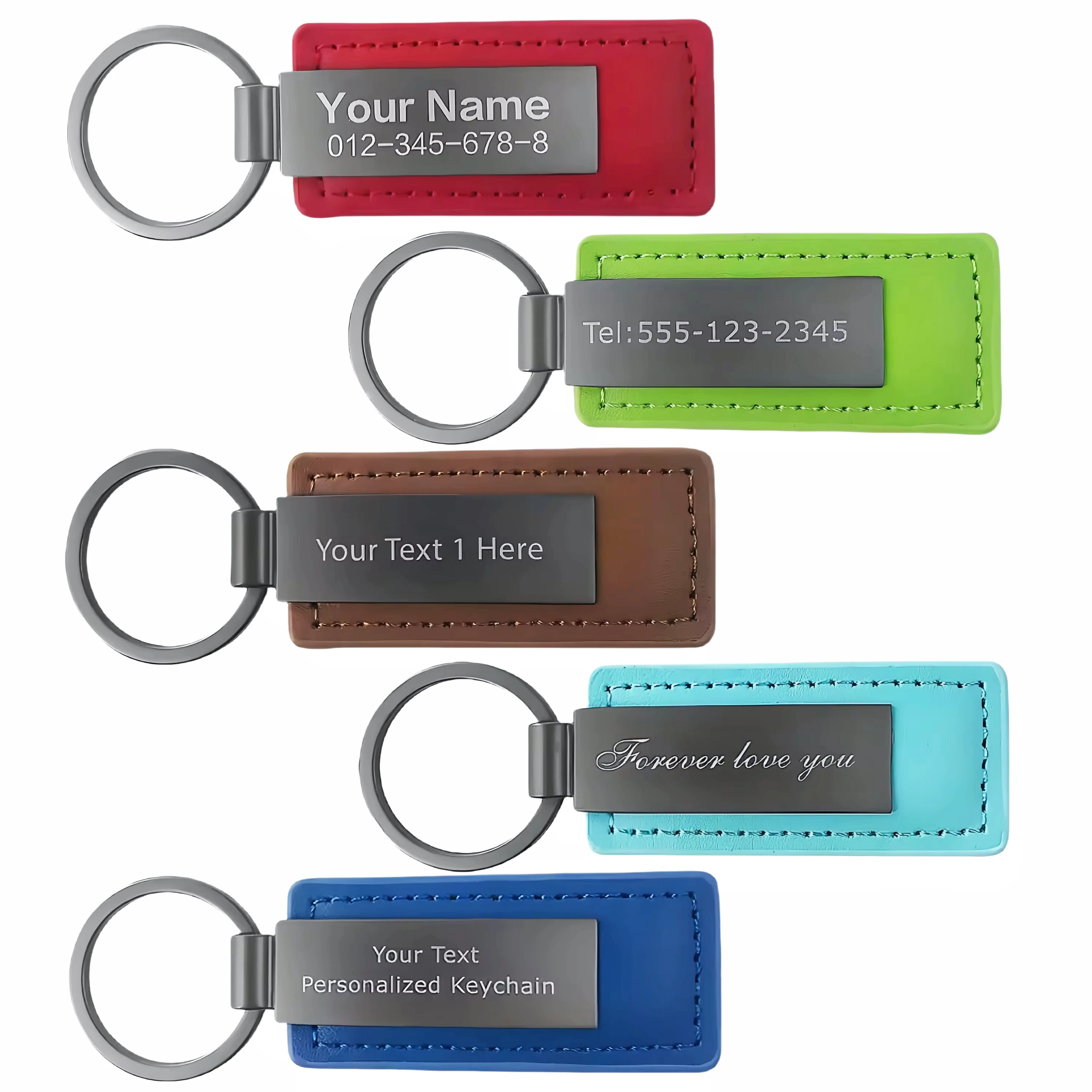 Chain Customized Logo Key Holder Genuine Embossed Luxury Blank Pu Custom Leather Keychains_voghion.com