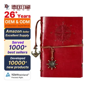 Custom Logo Retro Leather Journal Notebook A5 Size with Printed Loose Leaf Pages for Business Office Gift Diary Writing