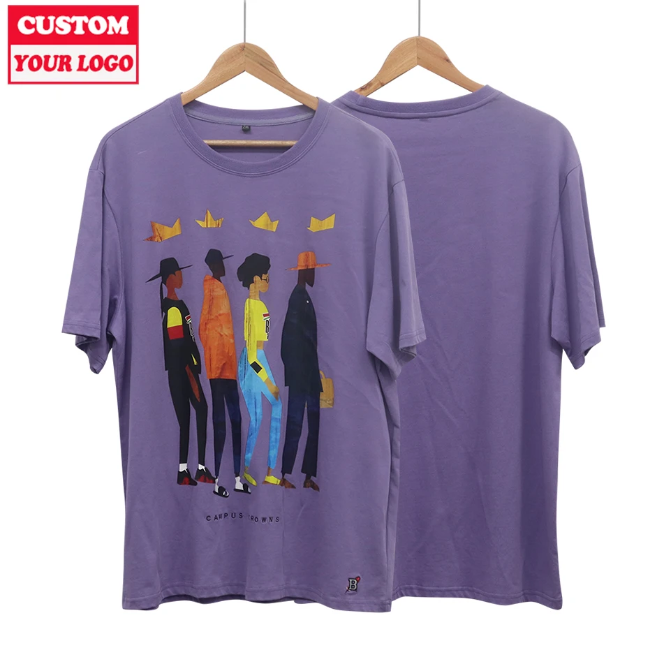 Custom Unique Design Wording and Photo Company Logo Cotton T Shirt Design