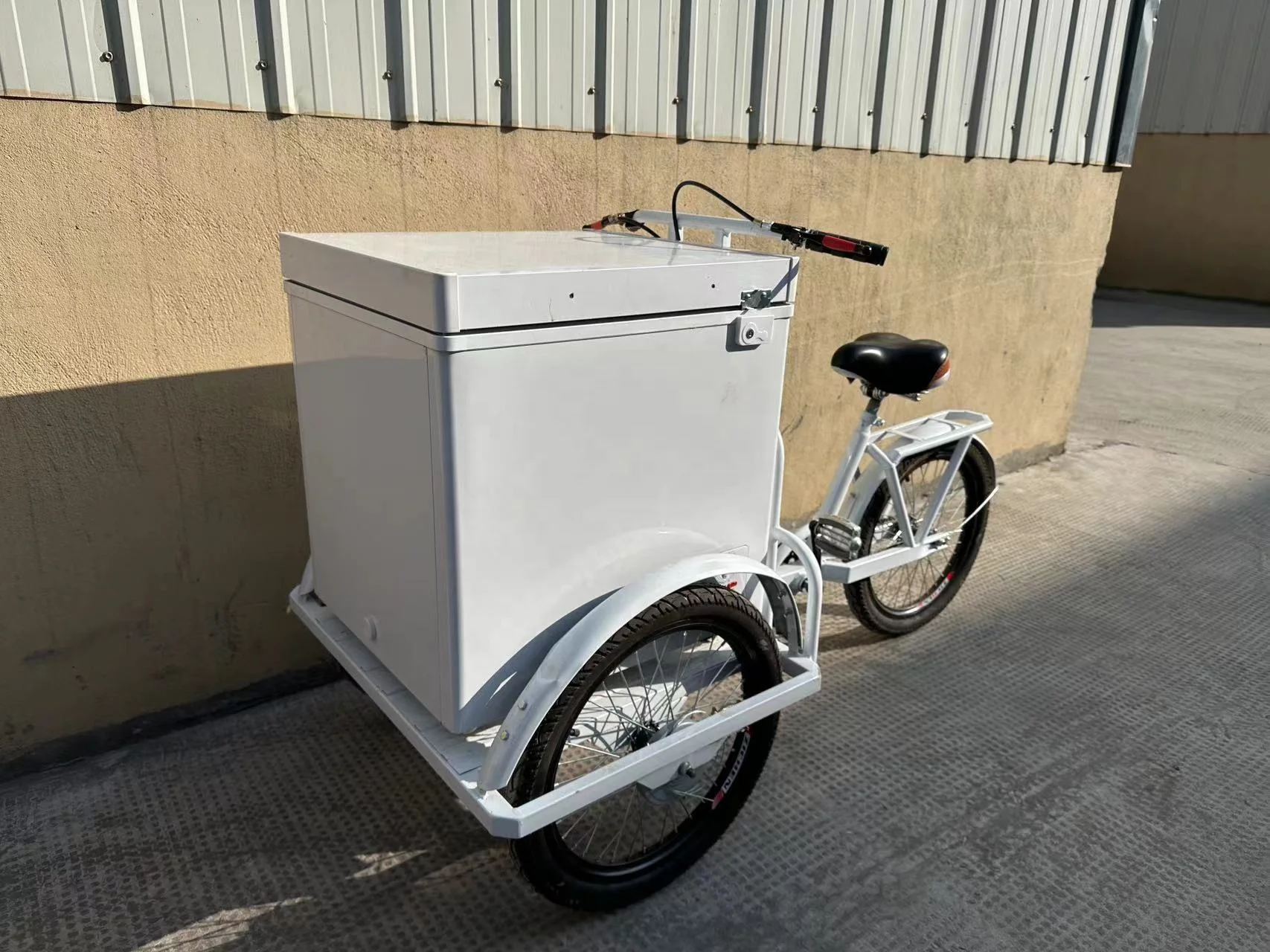 アイスクリーム販売用三輪車 68リットル冷凍庫付き ソーラーパネル搭載