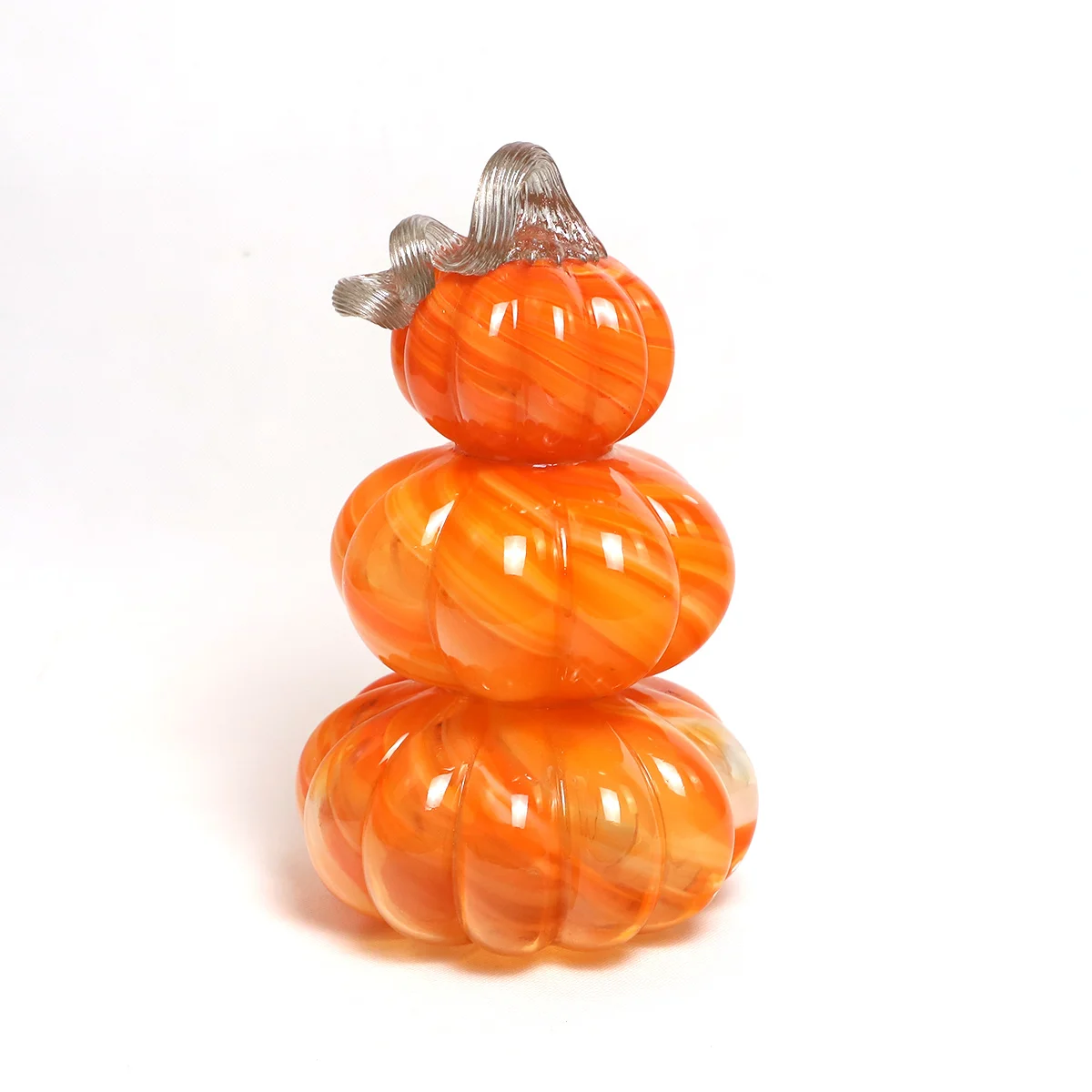 Colorful Shiny Halloween Clear Glass Artistic Pumpkin Sculpture Handmade Centerpieces For Fall Home Garden Decoration Custom supplier