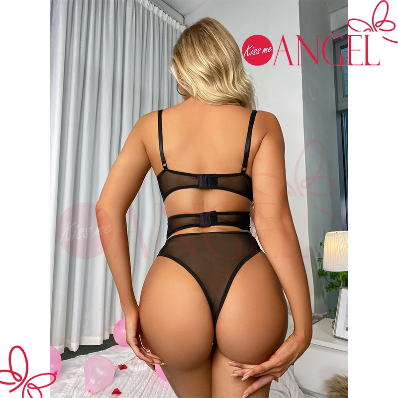 Kiss Me Angel Sexy Lingerie Deep V Neck Hollow Out Perspective Bow Design  Fat Woman Bra Panty Set Plus Size Women Underwear $5.6 - Wholesale China  Bra Panty Set at factory prices