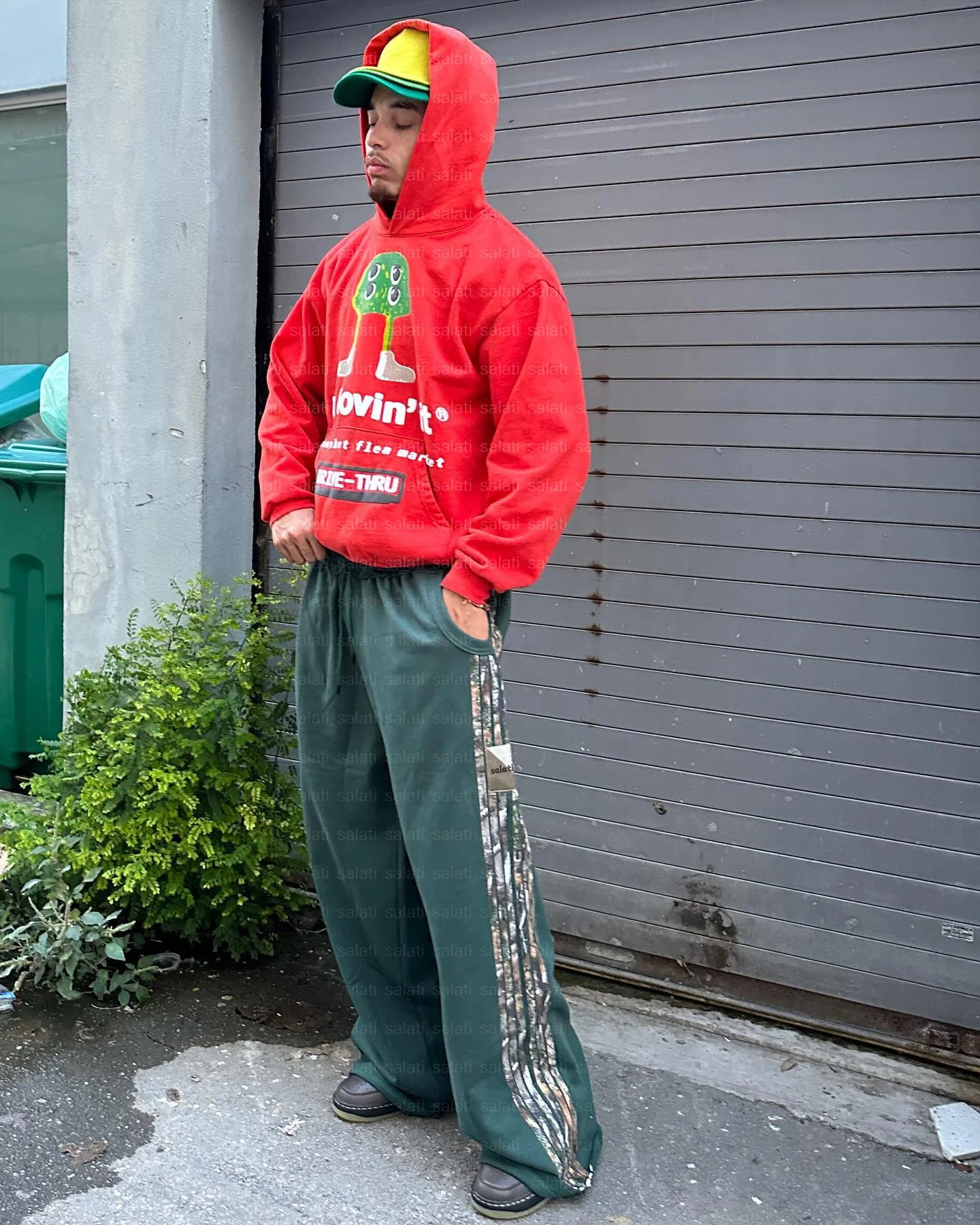 Custom Wide Straight Leg Sweat Pants Oversized Cotton Flaired Sweatpants Baggy Jogger Trousers Camo Side Stripe Track Pants Men gallery 2
