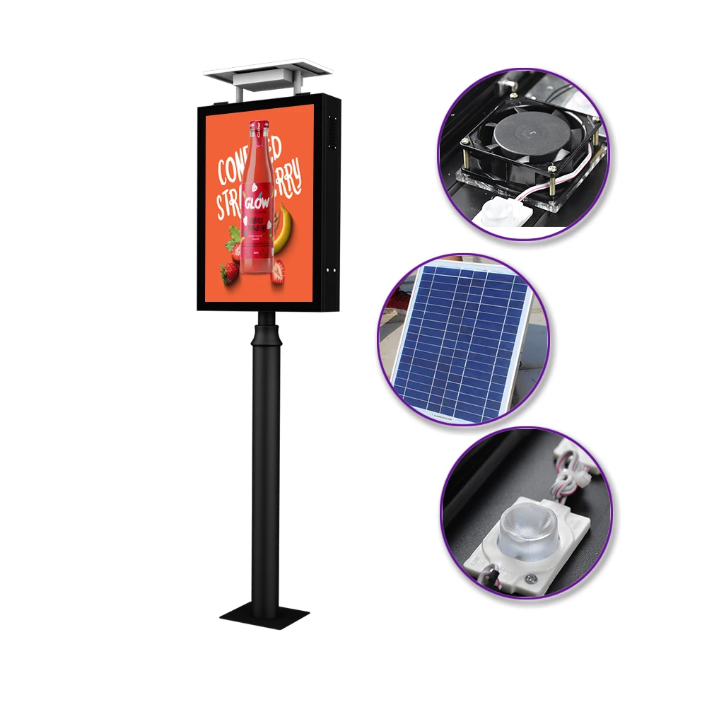 Double Side Standing Advertisement Board for Road Solar System Illuminated Sign for Street