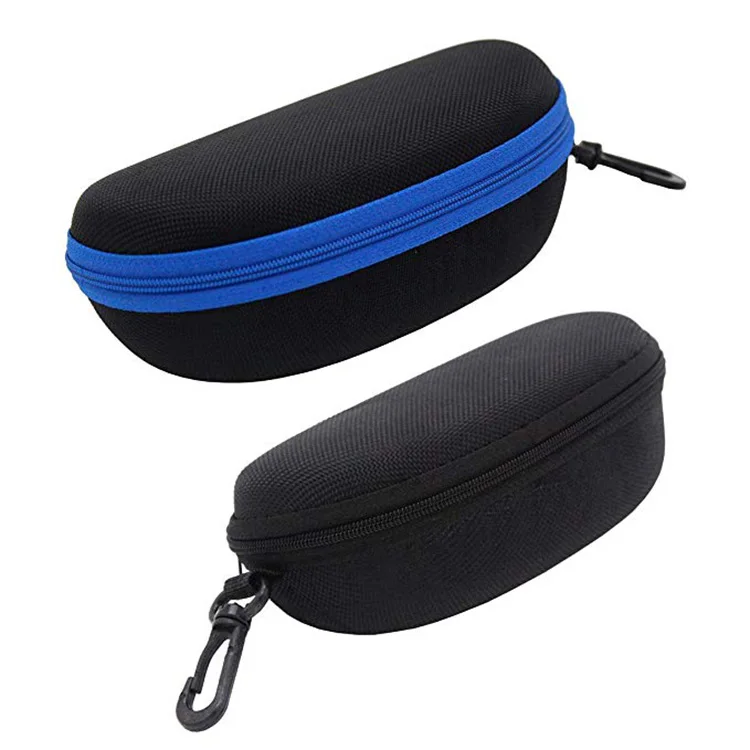 Custom Embossed Logo Zipper Glasses Box Portable EVA Hard Shell Eyeglasses Case with Belt Clip for Outdoor Sunglasses