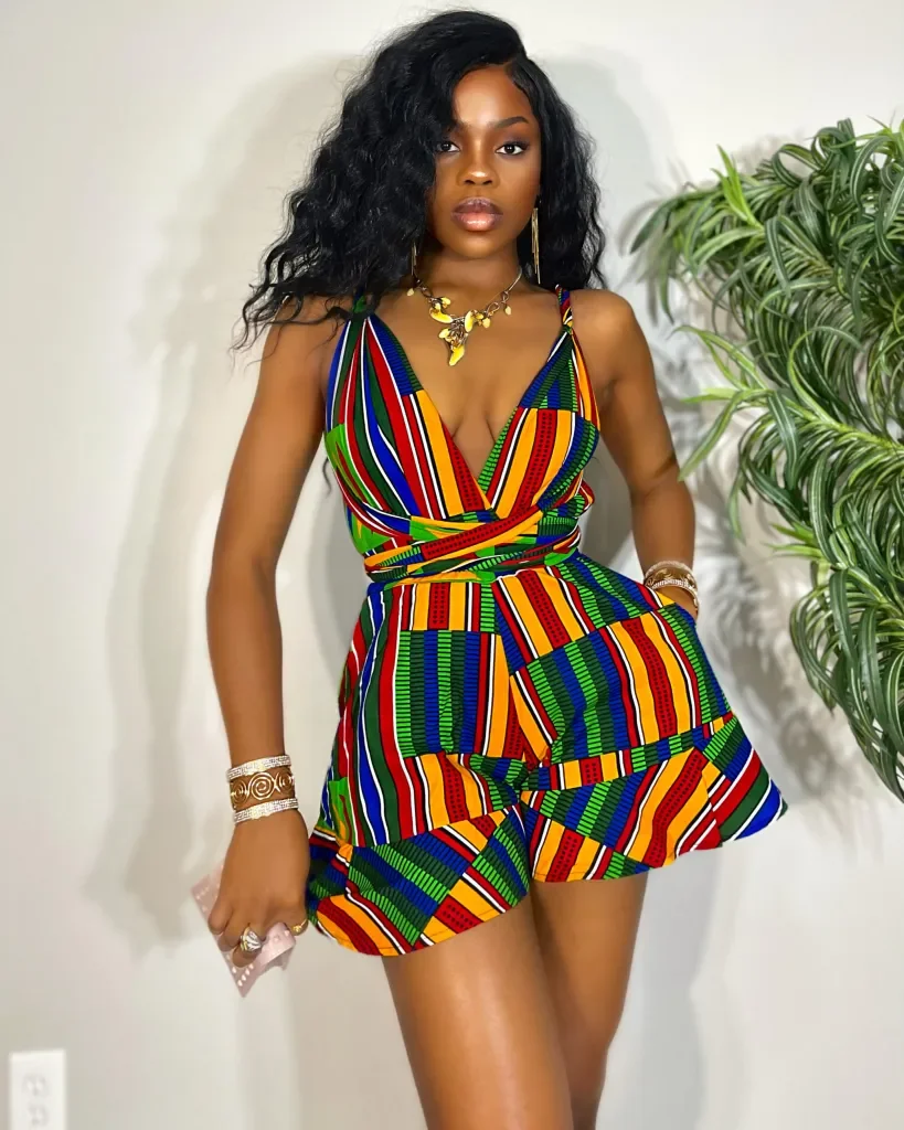 New Style African Print Infinity Romper Shorts with