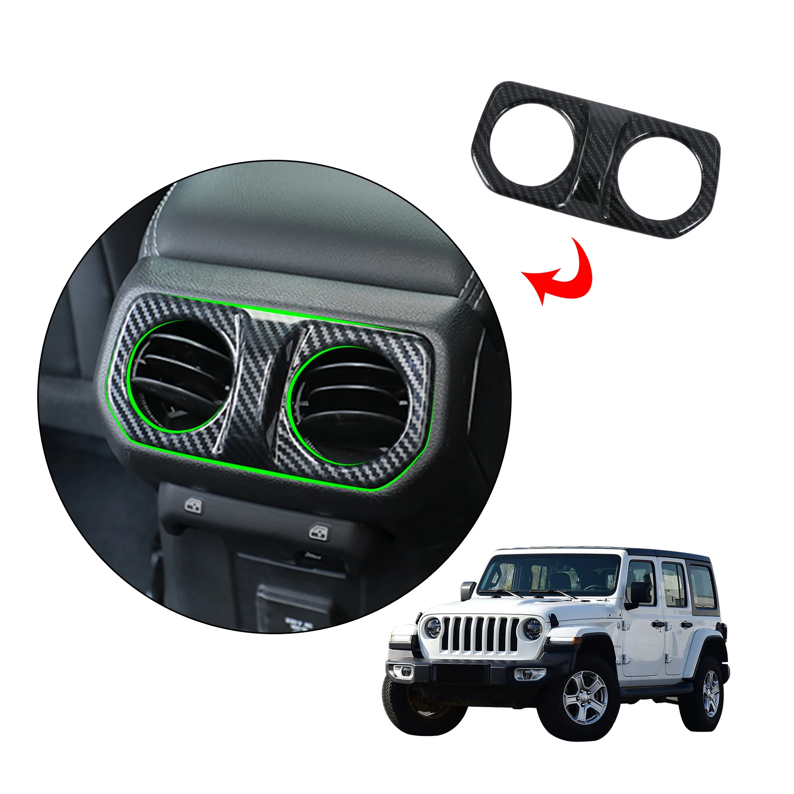 Abs Carbon Fiber Black Car Interior Decoration Ac Rear Air Condition Vent  Outlet Panel Cover For Jeep Wrangler 2018 - Buy Auto Parts For Jeep Wrangler  2018,Auto Interior Accessories For Jeep Wrangler