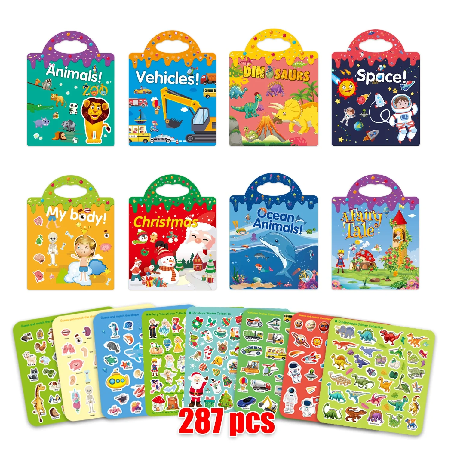 Sticker Book for Kids Reusable Scenes Stickers Book Travel Removable  Toddler Sticker Books Static Sticker Toddler Learning Toys Cute Animal  Ocean Vehicles Stickers Book 