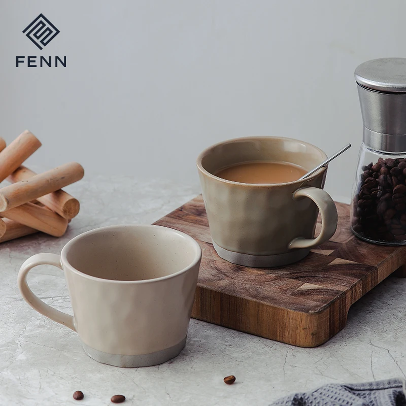 FENN wholesale ceramic mug custom vintage style hand-kneaded stoneware mug speckled seasome ceramic coffee cup gifts mug