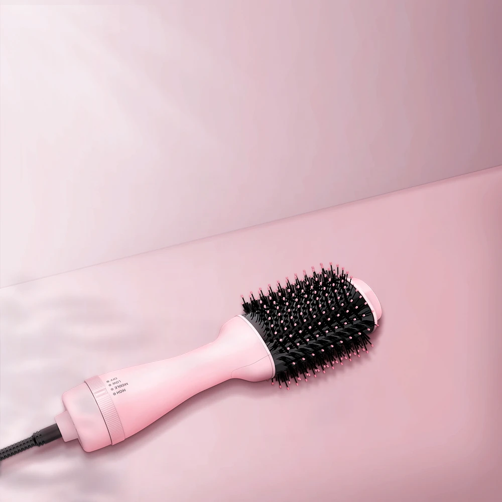in Ceramic Hot Air Brush Ionic Pink Hair Dryer Brush Professional  Factory Hair Dryer Hair Straightener