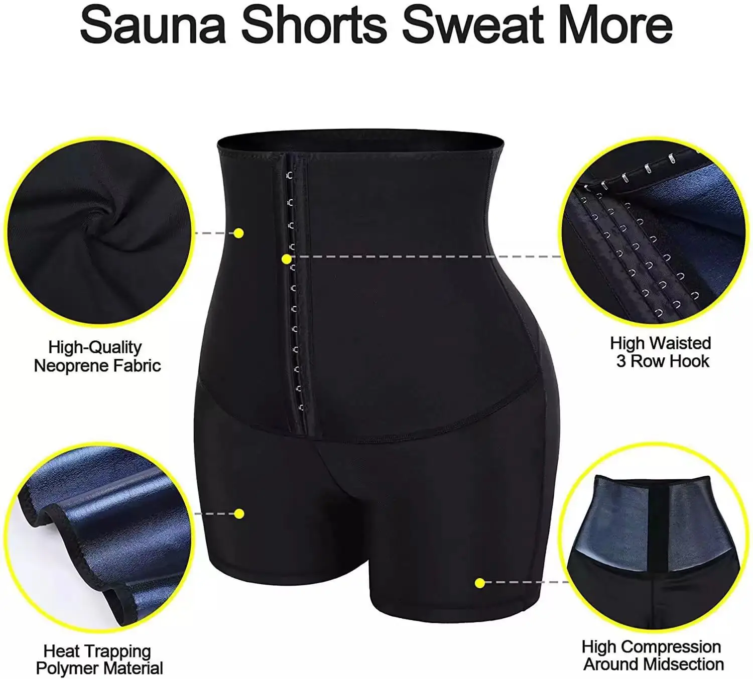 Wholesale Neoprene Sweat Womens Compression Slimming Shaper Waist Trainer Leggings Sauna Pant Shorts
