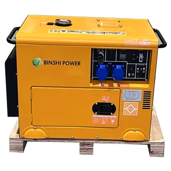 小型ポータブル発電機7kvaサイレントディーゼル発電機ホイールと