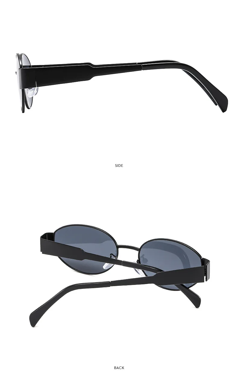 Nuevas gafas de sol de metal con marco ovalado, gafas de sol de alta calidad, logotipo personalizado, gafas de sol para exteriores para hombres y mujeres